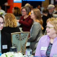 Theo Randall speaking with a donor at Scholarship Dinner 2019